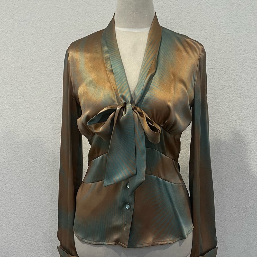 MISSONI Brown Blue  Silk Blouse